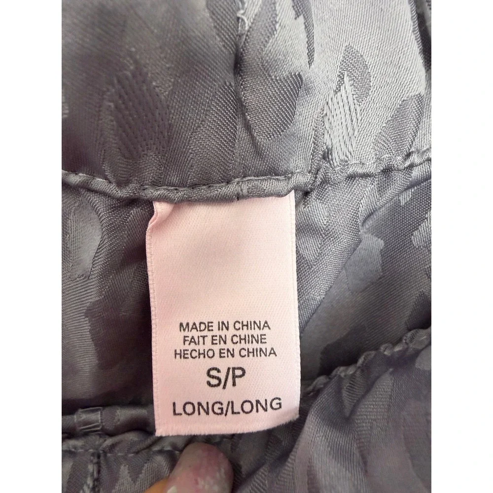 Victoria's Secret Satin Leopard Pajama Set Gray Long‎ Small NWT